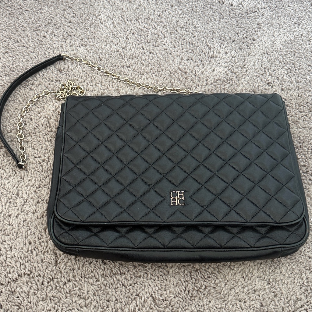 Ch Carolina Herrera Quilted Leather Flap Chain Shoulder Bag